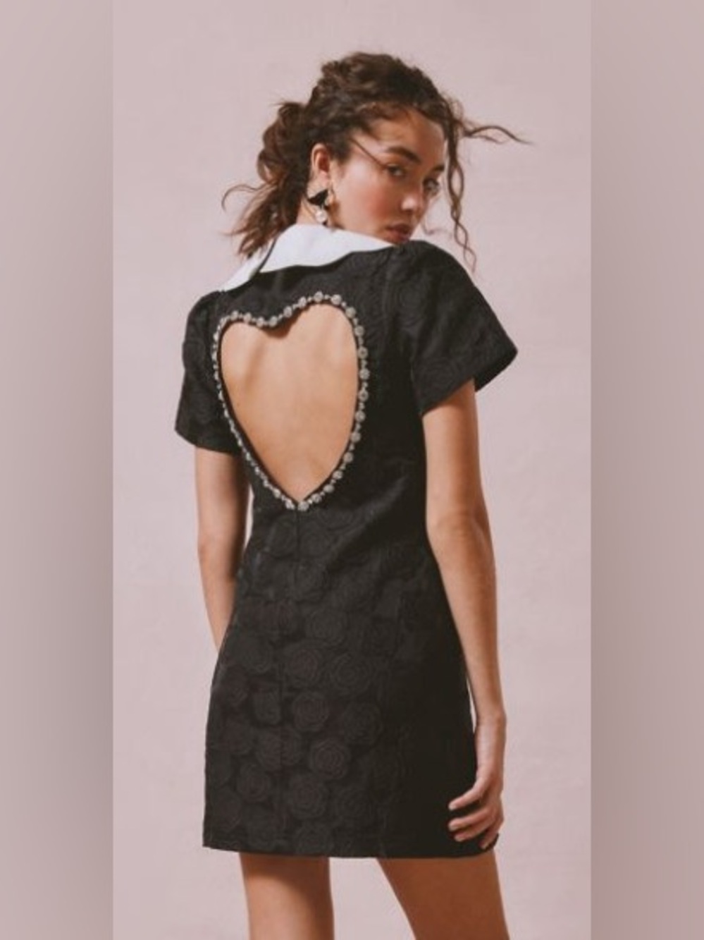 🆕 Sister Jane Cheri Rose Embellished Heart Cut-Out Mini Dress M